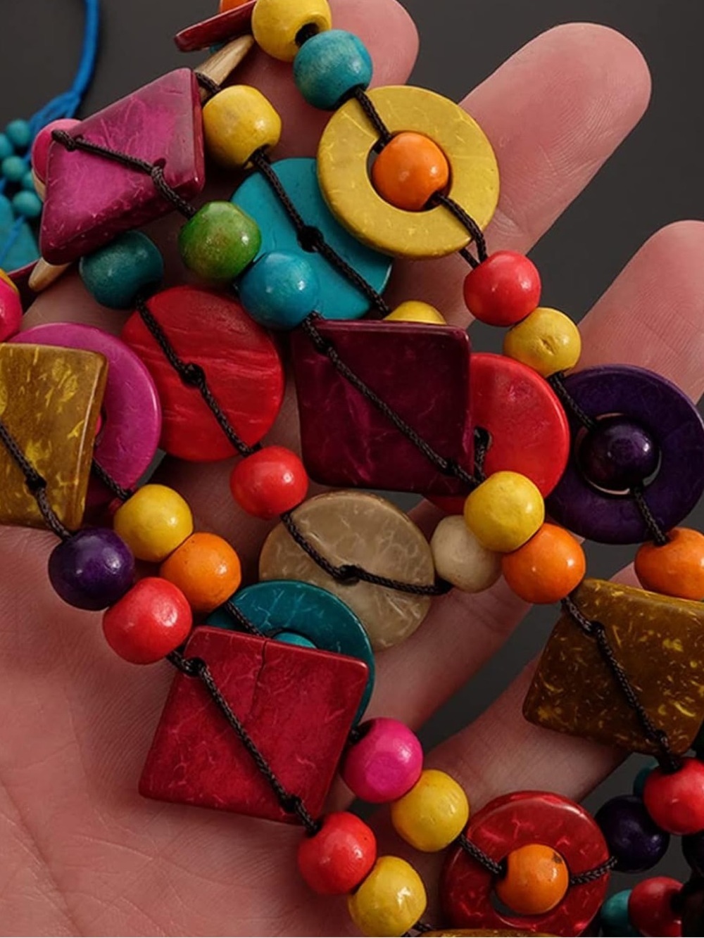Anthropologie Bright Multicolor Beaded Multi-Strand Necklace - Picture 3 of 8